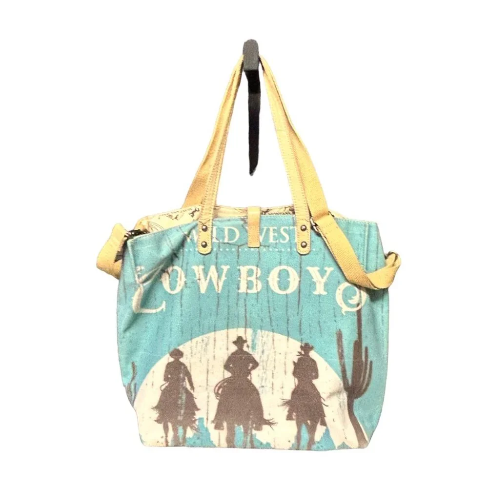 Montana West Cowboy Reversible Tote Bag Large Multicolor Leather Straps - Picture 3 of 14